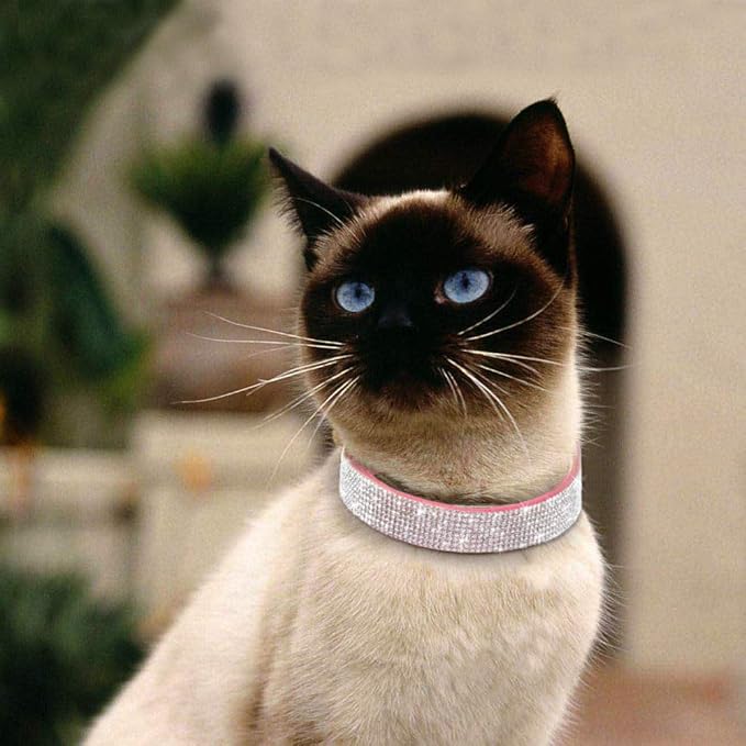 Rhinestone Dog Collar, Cute Dazzling Sparkling Soft Suede Leather Dog Cat Rhinestone Collar Crystal Diamond Pet Dog Puppy Collar(Hot Pink,XXS 15.5 - 21 cm)