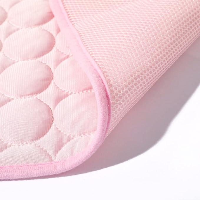 SOMOYA Dog Cooling Mat (Q-Max>0.4) Pet Cooling Pads Blanket Sleeping Kennel Mat,Ice Silk Cool Mat Pad Breathable Dog Bed Mats Beach for Large Dogs Cats (Pink, 27x22 in)