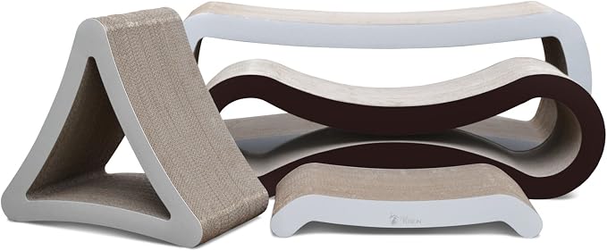 PetFusion 3-Sided Vertical Scratch Play & Perch Cat Scratching Post, 18" x 10.5" x 15.9", Multiple Angle Cat Scratching Pad; 6 Usable Sides, 100% Recyclable Cardboard Lounge