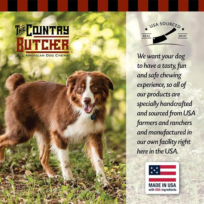 THE COUNTRY BUTCHER 4" Beef Marrow Dog Bones for Aggressive Chewers, Medium Breed Dog Treat, with Collagen, Natural, Tough, Chew Toy, Made in the USA, 6 Count