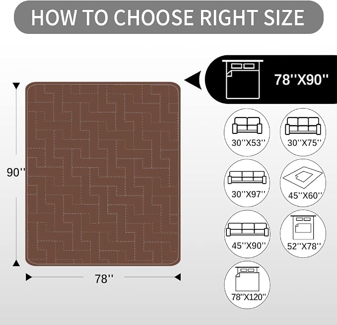 fuguitex Waterproof Dog Bed Cover Couch Cover for Pet Anti-Slip Cat Mat Pet Pad Blanket for Sofa Chair Recliner Bed Furniture Protrctor