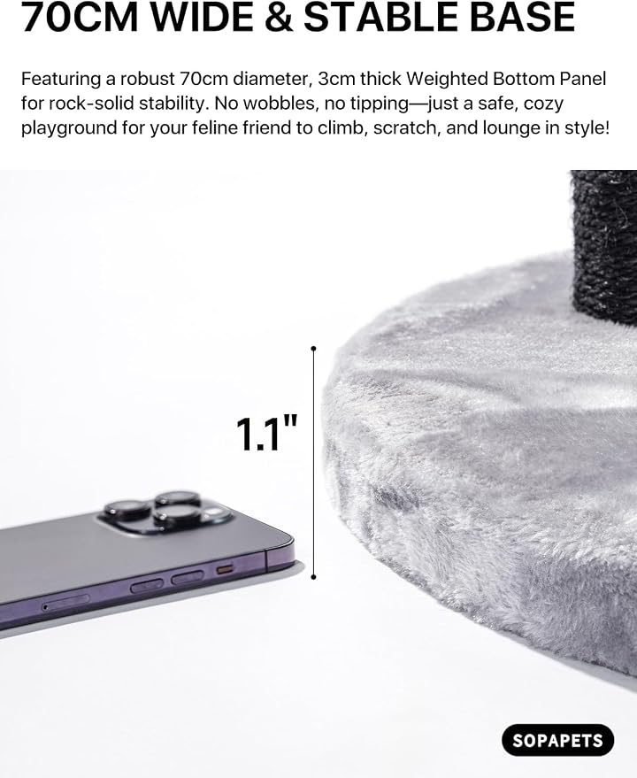 Extra Large Cat Tree for Maine Coon,65 Inches Tall Cat Tree Tower for Indoor Cats Large Adult 20 lbs,XXL Heavy Duty Luxury Sturdy Cat House with Big Hammock,Sisal Scratching Post,Condo,Grey