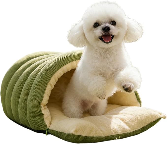 Warmth Cozy Dog Cat Bed Comfort Plush Pet Cave 2026 New Winter Tent for Dog and Cat Fluffy Semi Enclosed Cute Pet Bed for Indoor Cats & Small Dogs Warm and Breathable (Green, M)