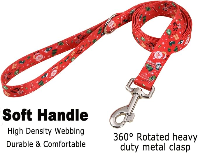 Mihqy Christmas Dog Collar and Leash Set - Premium Adjustable Dog Collar for Small Medium Large Dogs (Christmas Set,L)