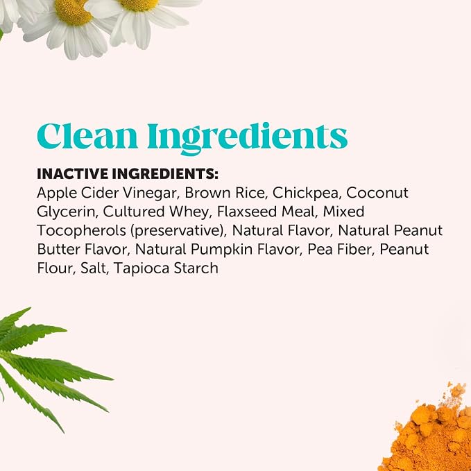 Hemp Calming Dog Dental Sticks - Reduce Stress + Occasional Anxiousness with Melatonin + Hemp to Promote Calm, Reduce Plaque + Tartar, Fresh Breath Teeth Cleaning Treats (Pumpkin Peanut Butter, 30 Ct)