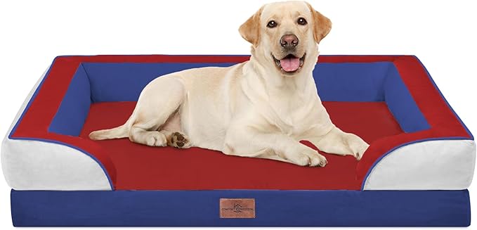 Comfort Expression Orthopedic Dog Bed for Extra Large Dogs 42x30 Inch, Waterproof Egg Crate Foam XL Pet Bed with Bolsters, Dog Couch with Washable Cover & Non-Slip Bottom, American Flag 2
