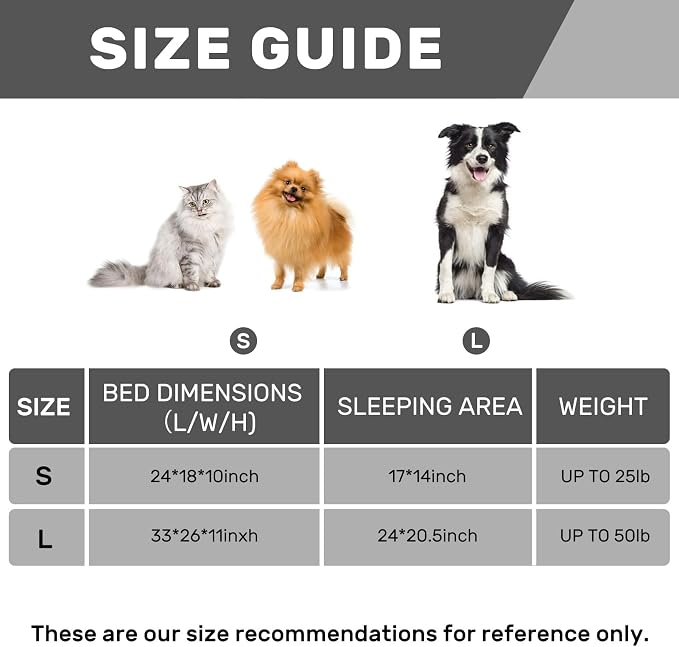 Hollypet Fluffy Dog Cat Bed Pet Couch Beds Plush Soft Warming Machine Washable Puppy Bed with Non-Slip Bottom for Cats and Small Medium Dogs up to 25 lbs, Gray, 24" L x 18" W x 10" Th