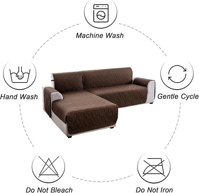 Genina Sectional Couch Covers for Dogs L Shaped Sofa Covers Chaise Lounge Cover Reversible Couch Covers for Sectional Sofa L Shape Furniture Protectors Cover for Pets, Kids (Chocolate, X-Large)