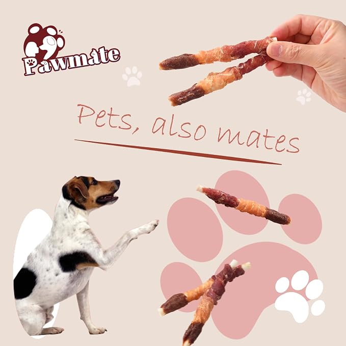 Pawmate Multi-Flavor Dog Treats Beef Liver, Chicken, and Duck Wrapped Rawhide Sticks, High Protein Grain Free Long Lasting Dog Jerky Chews for Small Medium Large Dogs, 10.6 oz