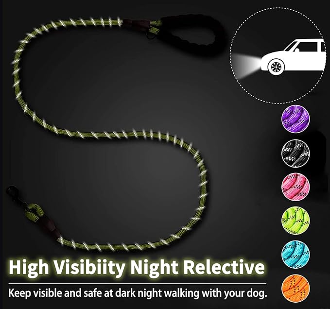 COOYOO 2 Pack Dog Leash 6 FT Heavy Duty - Comfortable Padded Handle - Reflective Dog Leash for Medium Large Dogs with Collapsible Pet Bowl