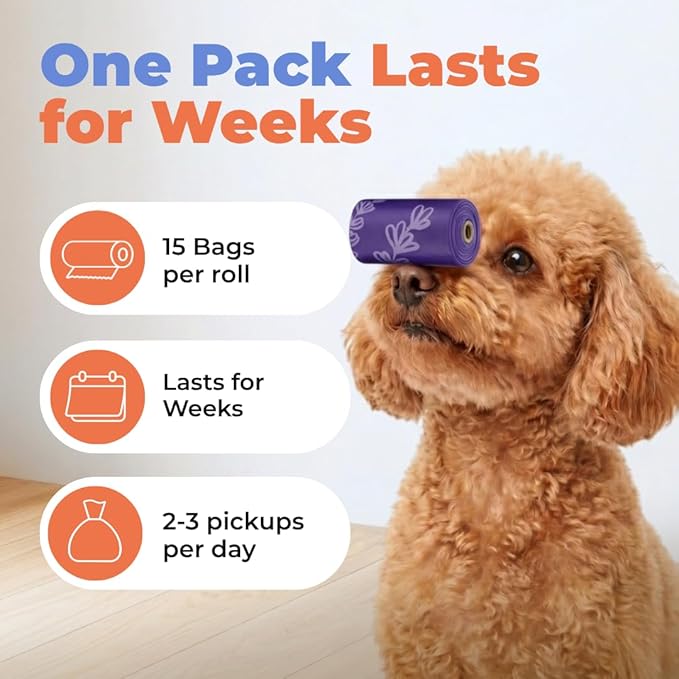 Best Pet Supplies Dog Poop Bags for Waste Refuse Cleanup, Doggy Roll Replacements for Outdoor Puppy Walking and Travel, Leak Proof and Tear Resistant, Thick Plastic - Purple (Scented), 150 Bags