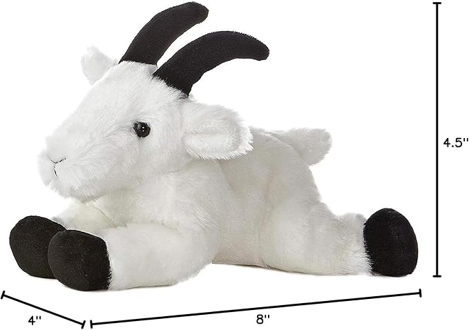 Aurora® Adorable Mini Flopsie™ Rocky Mountain Goat™ Stuffed Animal - Mini Companions Ready for Playful Adventures - for Kids All Ages, Toddlers, Adults, and Families - White 8 Inches