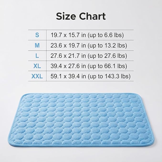 Dog Cooling Mat, 2026 New Cool Pet Pad, Self-Cooling, Pressure Activated Mat for Dogs & Cats, Stay Cool & Dry, Washable, Non-Slip Pet Bed Mat for Floors, Sofas, Kennels (Blue, XLL(59.1 x 39.4 in))