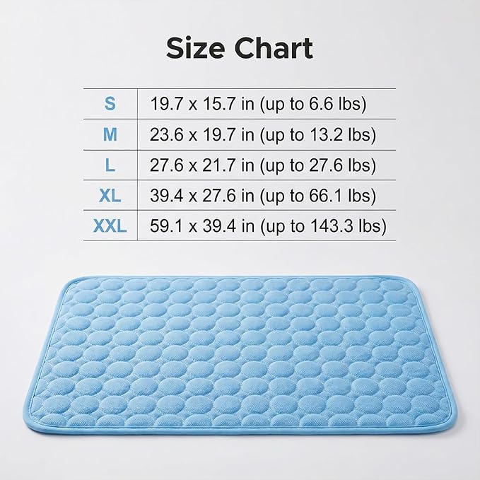 Dog Cooling Mat, 2026 New Cool Pet Pad, Self-Cooling, Pressure Activated Mat for Dogs & Cats, Stay Cool & Dry, Washable, Non-Slip Pet Bed Mat for Floors, Sofas, Kennels (Blue, XL(39.4 x 27.6 in))