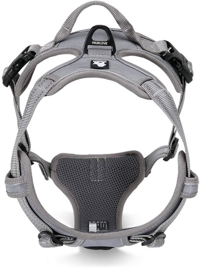 TRUE LOVE Adjustable No-Pull Dog Harness Reflective Pup Vest Harnesses Comfortable Control Brilliant Colors Truelove TLH5651(Gray,XL)