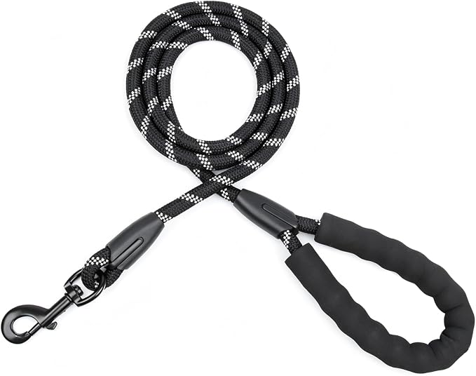 Dog Leash for Medium Large Dogs, Reflective 5FT Heavy Duty Rope Dog Leash with Padded Handle for Night Walking, Tangle-Free Design for Dogs, 1/2 inch Width