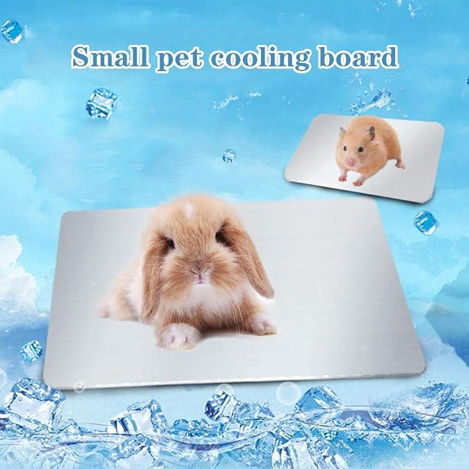 Rabbit Cooling Pad, 2PCS Hamster Cooling Pad Pet Cooling Mat for Rabbit Bunny Hamster Guinea Pig & Other Small Pets Stay Cool This Summer - Bite Resistance Pet Cool Plate Ice Bed
