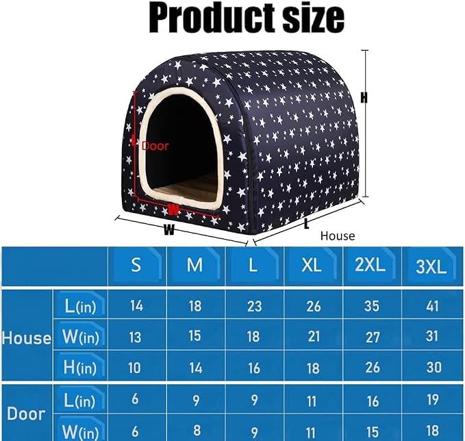 Dog Bed,2 Ways to Use,Indoor Pet House with Fluffy Mat,Removable and Washable Cover,Splash-Proof House and Non-Slip Bottom,for Large Dogs(2XL Plaid & Gray)