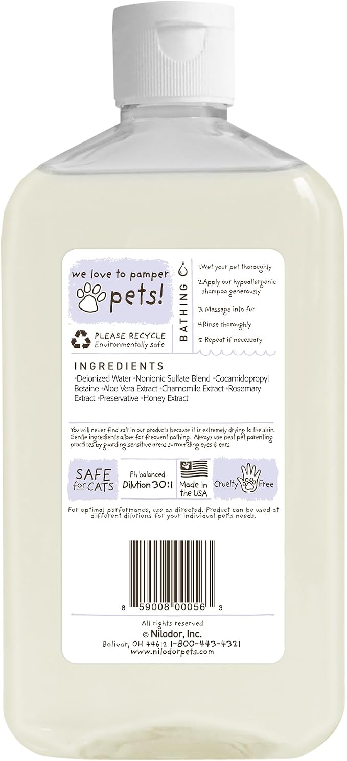 Bobbi Panter Hypoallergenic Dog Shampoo Honey, Aloe Vera, Chamomile & Rosemary – Dye & Fragrance Free Natural Formula for Sensitive & Allergy Skin, Tear-Free, 30:1 Concentrate, Made in USA, 14 oz