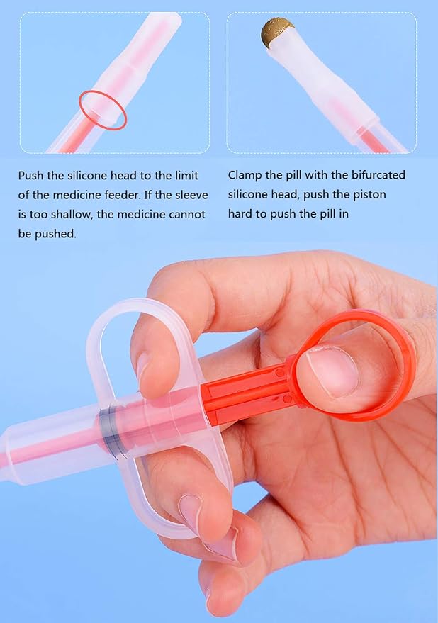 Pet Medicine Feeder Pet Pill Syringe Pet Liquid Feeding Dispenser Feeding Tool with Soft Silicone Tip for Dogs Cats Birds Small Animals Blue and Red 2 Pcs