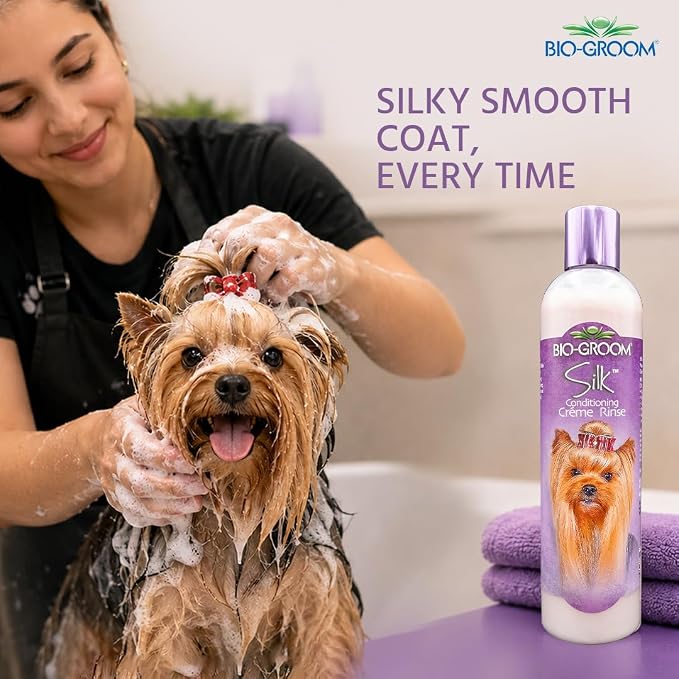 Bio-Groom Silk Creme Rinse Dog Conditioner - Conditioner for Dogs & Puppies, Residue Free Wash, Cruelty Free, Rehydrates Skin & Strengthens Coats, Gentle & Safe - 12 Fl Oz 1-Pack