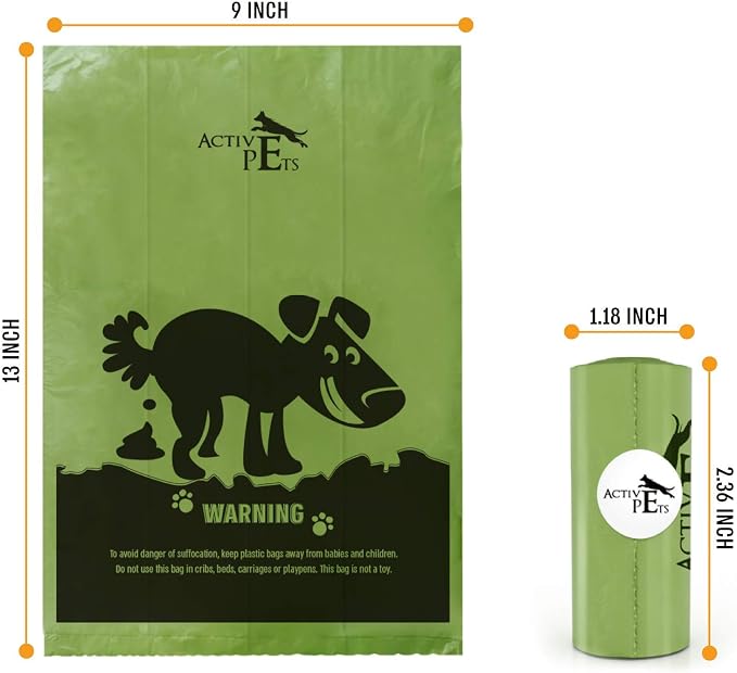Active Pets Dog Poop Bag, Extra Thick Dog Waste Bags, Leak-Proof, Easy-Tear, Strong Doggy, Lavender-Scented Waste Bags Eco-Friendly Doggie Bags