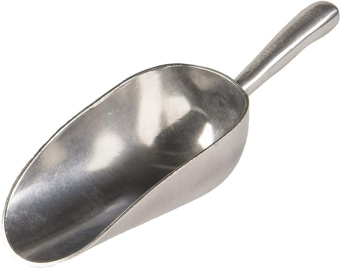 SET OF 2, 12 Oz. (Ounce) Bar Ice Scoop, Dry Bin Scoop, Dry Goods Scoop, Candy Scoop, Spice Scoop, Cast Aluminum