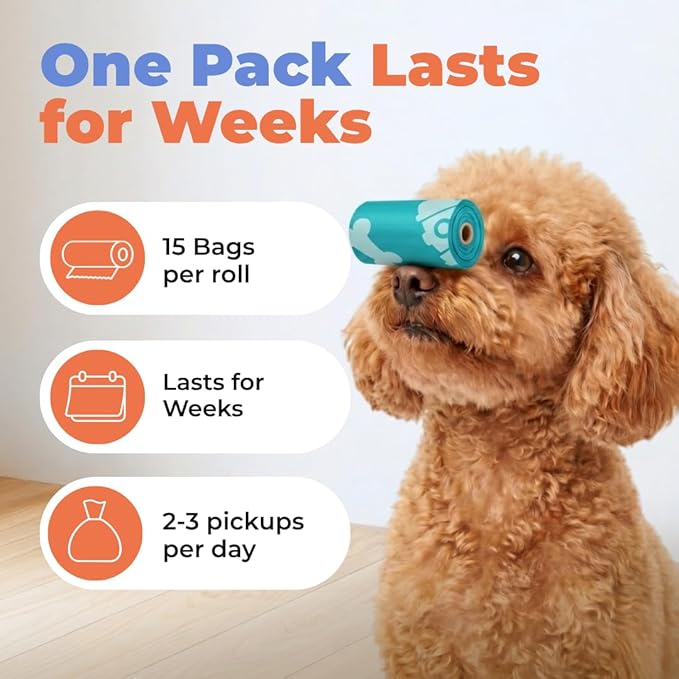 Best Pet Supplies Dog Poop Bags for Waste Refuse Cleanup, Doggy Roll Replacements for Outdoor Puppy Walking and Travel, Leak Proof and Tear Resistant, Thick Plastic - Turquoise, 240 Bags