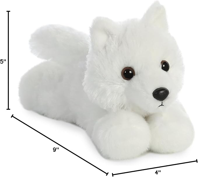 Aurora® Adorable Mini Flopsie™ White Wolf Stuffed Animal - Mini Companions Ready for Playful Adventures - for Kids All Ages, Toddlers, Adults, and Families - White 9 Inches