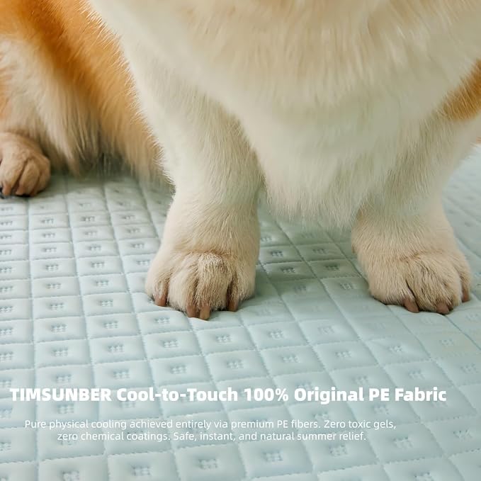 Dog Cooling Mat Q-Max>0.5 Self Cooling Crate Pad for Bed, Floor, Car Travel Indoor Outdoor Summer Use Breathable Portable Washable Pet Cooling Mat with Arc-Chill Fabric Light Blue 28" x 22"