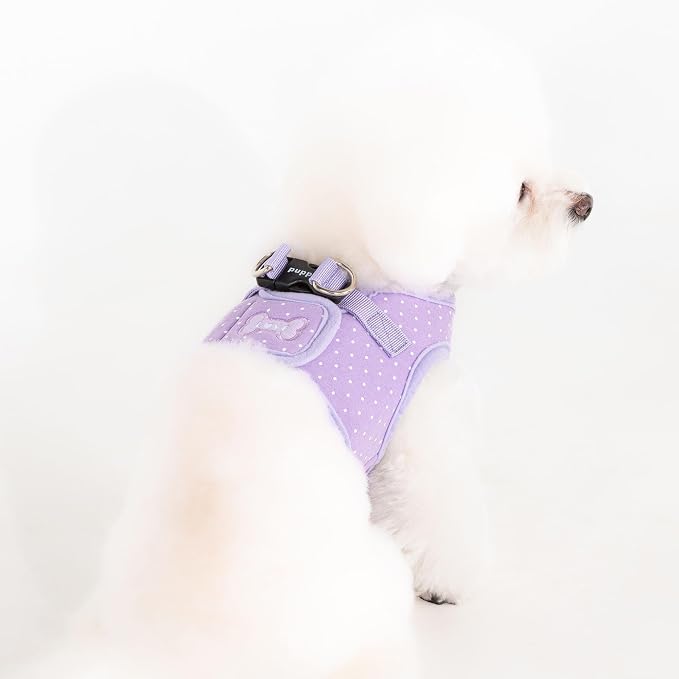 Puppia Dotty Dog Vest Harness B (Step-in) Fashionable Polka Dot Pattern Spring Summer Harness for Small Dogs, Violet, Small