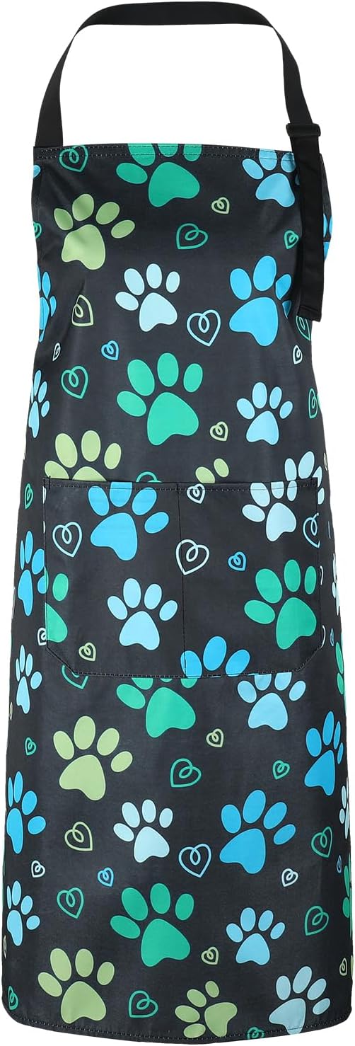 Dog Grooming Waterproof Apron with 2 Pockets, Cute Animals Puppy Dog Pets Apron