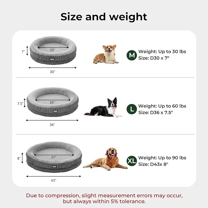 BALANCE Donut Dog Bed, 30 Inches Round Dog Bed Medium Size Dogs Washable, Orthopedic Calming Dogs Beds for Pets, Fluffy Plush Faux Fur Pet Bed with Anti-Slip Bottom