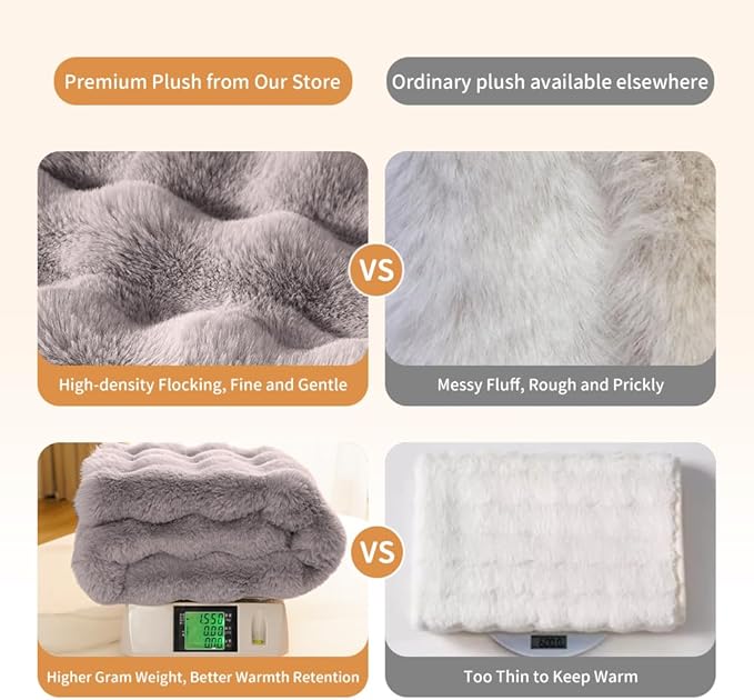 SOMAHE Cat Blanket, Reversible Sherpa & Bubble Fleece Pet Throw, Ultra-Soft Plush for Indoor Cats, Machine Washable, Anti-Static, Warm & Cozy, 22"Ă18" Inch Gray