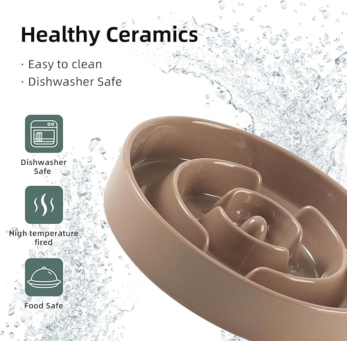 Havniva Ceramic Slow Feeder Dog Bowls, 1.2 Cups Dog Bowl Slow Feeding for Small and Medium Breed, 7.3inch Puzzle Dog Food Bowl Slow Feeder Non-Slip Anti-Gulping and Anti-Choking Reduces Bloating