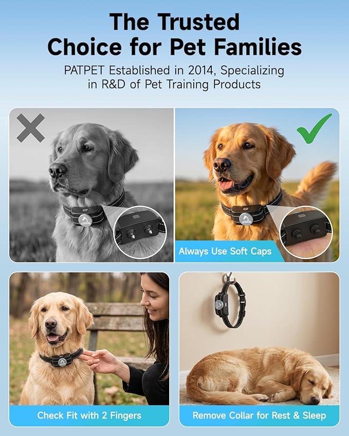 PATPET Dog Shock Collar for 2 Dogs - Dog Training Collar with Remote