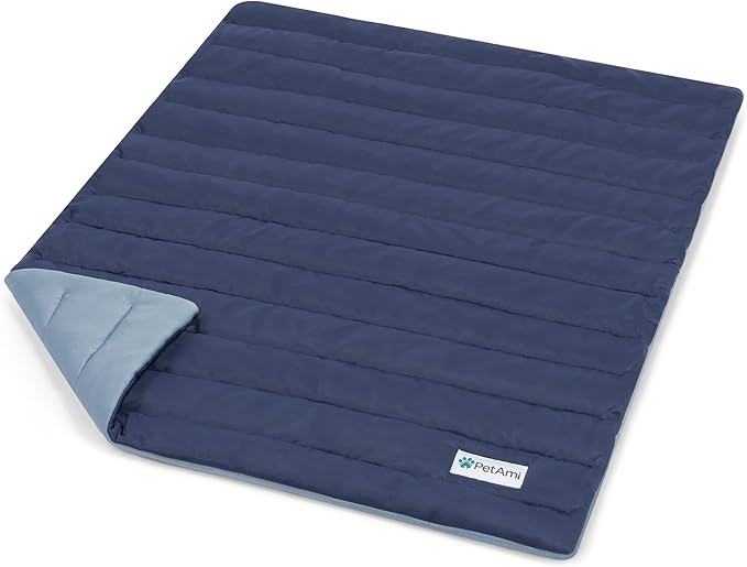 PetAmi Dog Cooling Mat, Q-Max Pet Cooling Blanket with Thick Cushioning, Self Cooling Pad for Dogs & Cats, Reversible Summer Mat for Crate, Couch, Kennel, Gray/Light Grey, Medium (29x40)