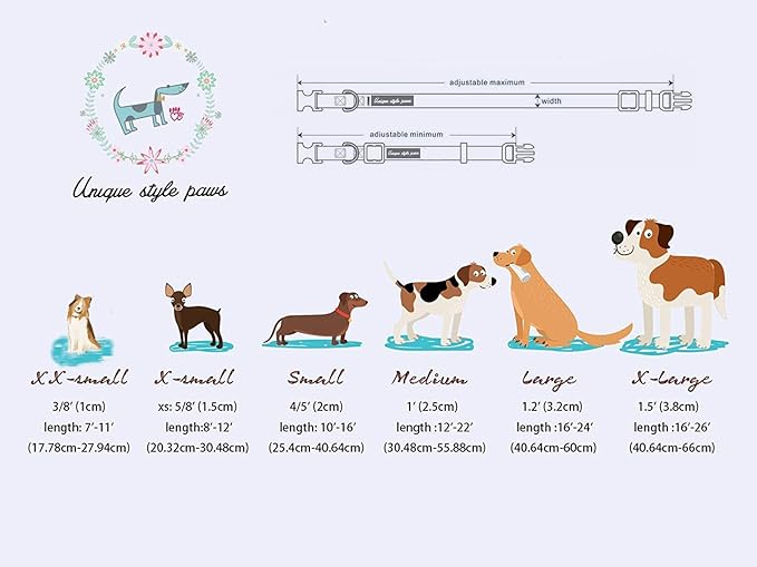 Unique Style Paws Metal Buckle Blue Plaid Collar - Durable & Cute for Small to Large Dogs