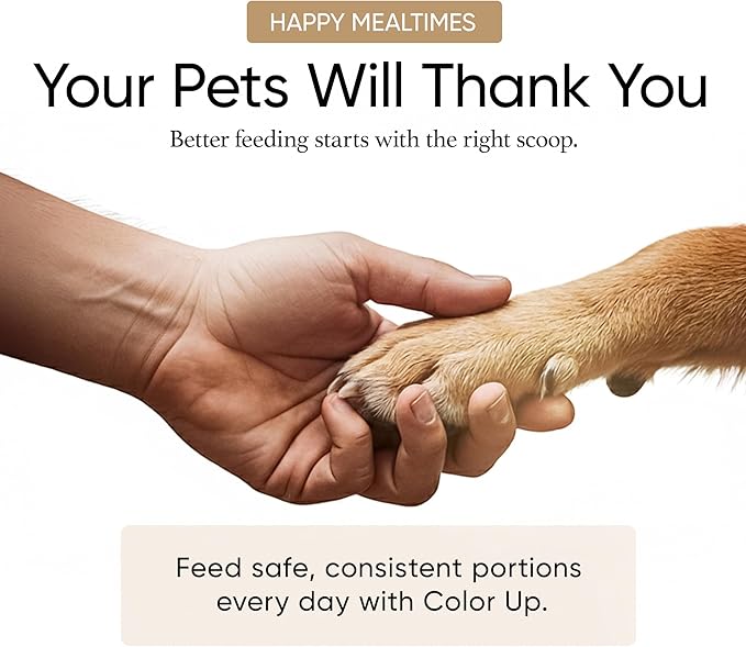 Color Up 2 Scoop (2 Cup / 480 ml) Stainless Steel Pet Food Measuring Scoop for Dogs, Cats, Rabbits & Birds – Dual Pour Spouts, Ergonomic Handle, Dishwasher Safe