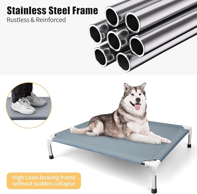 Outdoor Elevated Dog Bed, Dog Cots Beds for Large Dogs, Portable Cooling Raised Dog Beds for Large Dogs for Indoors, Outdoors, Beach