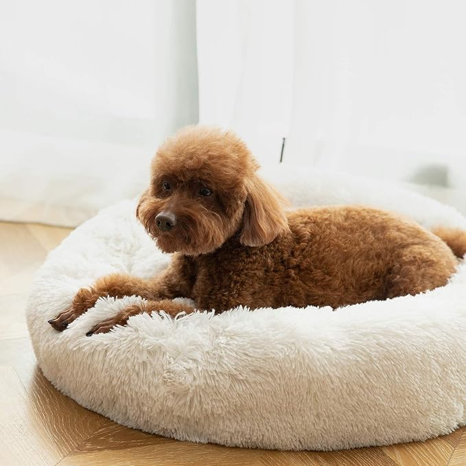 Washable Dog Round Bed - XLarge Donut Dog Bed, Comfy Calming Cuddler