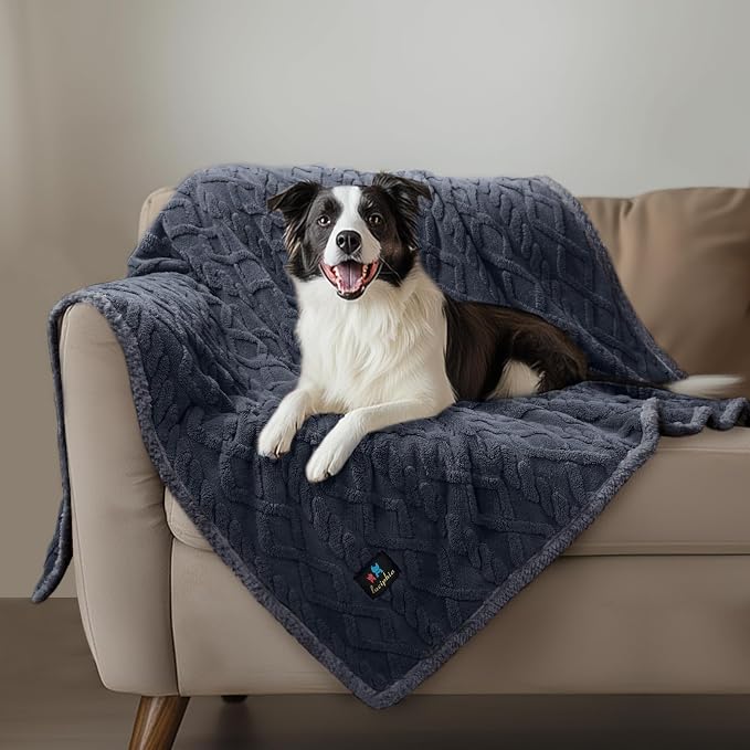 Luciphia Waterproof Pet Blanket, Liquid Pee Proof Dog Blankets for Sofa Bed Couch, Reversible Sherpa Fleece Furniture Protector Cover for Small Medium Large Dogs Cats,Dark Grey Small(40" x 28")