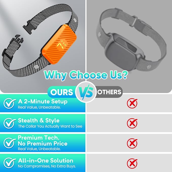 Dog Bark Collar for Large Medium Small Dogs, Effective No-Bark Collar, Smart Barking Collar, 2026 Upgraded Bark Collar with 7 Sensitivity, 3 Modes, Orange