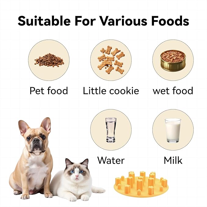 Slow Feeder Insert for Cat Dog Bowls, Anti-Choking Silicone with Strong Suction Cups, Fits Most Cat Bowls, Ideal for Puppy Small Medium Breeds (Blue)
