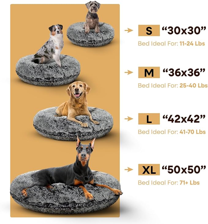 Bessie + Barnie Bagel Bed for Dogs and Cats – Round Pet Bed with 360-Degree Zipper, Waterproof Liner, Machine Washable Cover, Eco-Friendly Polyfill – Plush Donut Puppy Bed for Dogs