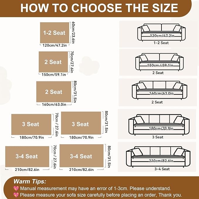 OTOB Couch Cover for Dogs Washable, Non Slip Plush Fuzzy Sofa Covers for 3 Cushion Couch Pet Friendly, Soft All Seasons Sofa Slipcover Cozy Furniture Protector (Cream, 31.5" x 82.7")