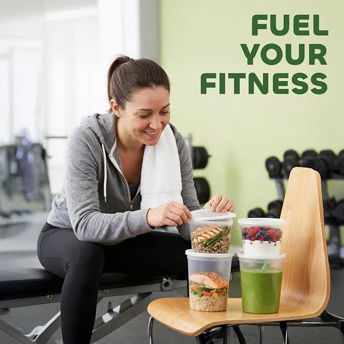 JoyServe 48 Sets Deli Containers with Lids – 8oz, 16oz & 32oz – Leak Proof, Microwaveable, Dishwasher & Freezer Safe – Plastic Food Storage & Soup Containers