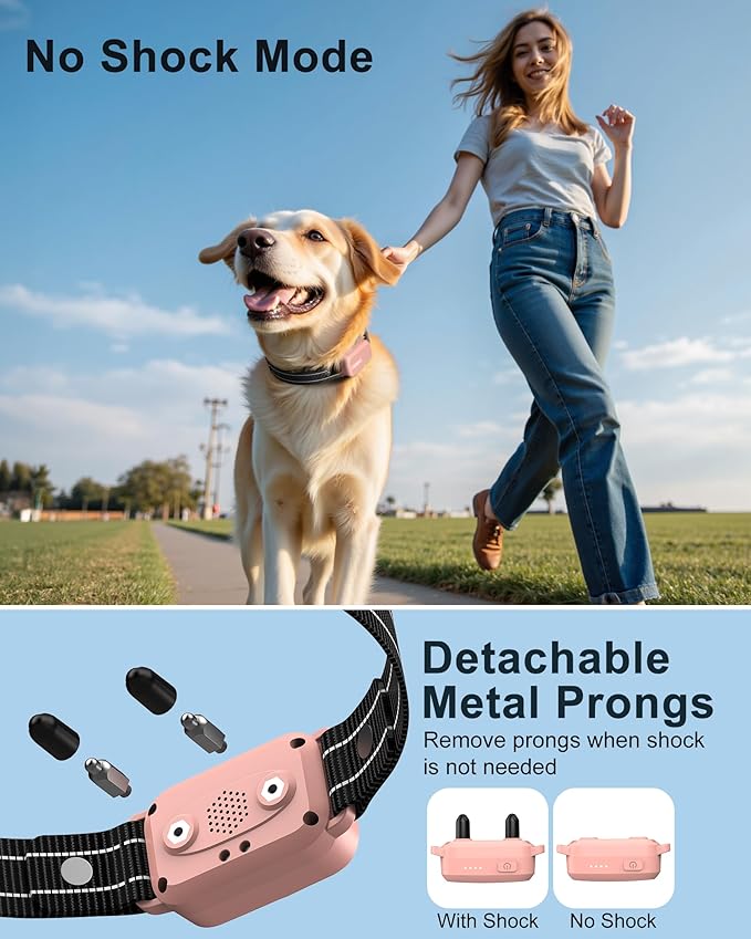 Dog Shock Collar - 4500FT Dog Training Collar with Remote, IPX8 Waterproof Electric Dog Collar with 4 Training Modes, Security Lock, Rechargeable eCollar for 10-120lbs Dogs(Hot Pink 1 Pack)