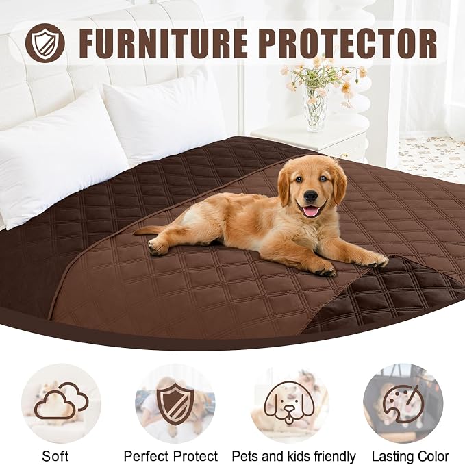 Smiry Waterproof Dog Bed Cover Blanket 30x95, Soft Reversible Pet Blanket, Washable Leakproof Cats Dogs Couch Cover for Sofa, Couch, Furniture, Lattice, Brown/Chocolate
