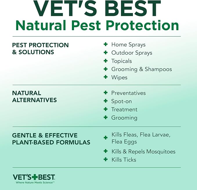 Vet's Best Natural Flea and Tick Waterless Bath for Dogs – No-Rinse Dry Foam Shampoo with Certified Essential Oils – Natural Flea Treatment with Plant-Based Ingredients – 8 oz Bottle – Made in USA